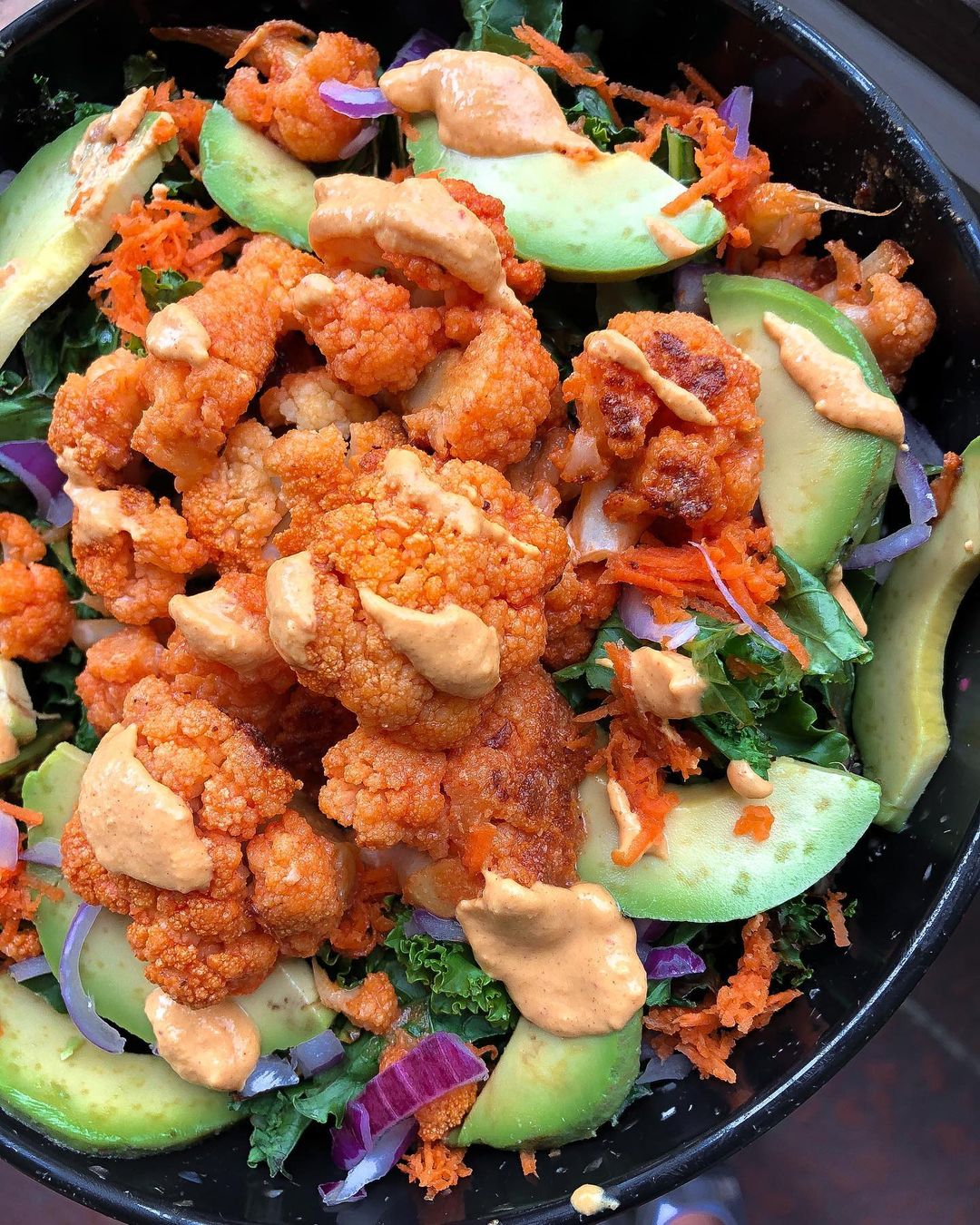 Buffalo Cauliflower Salad with Cashew Cheese