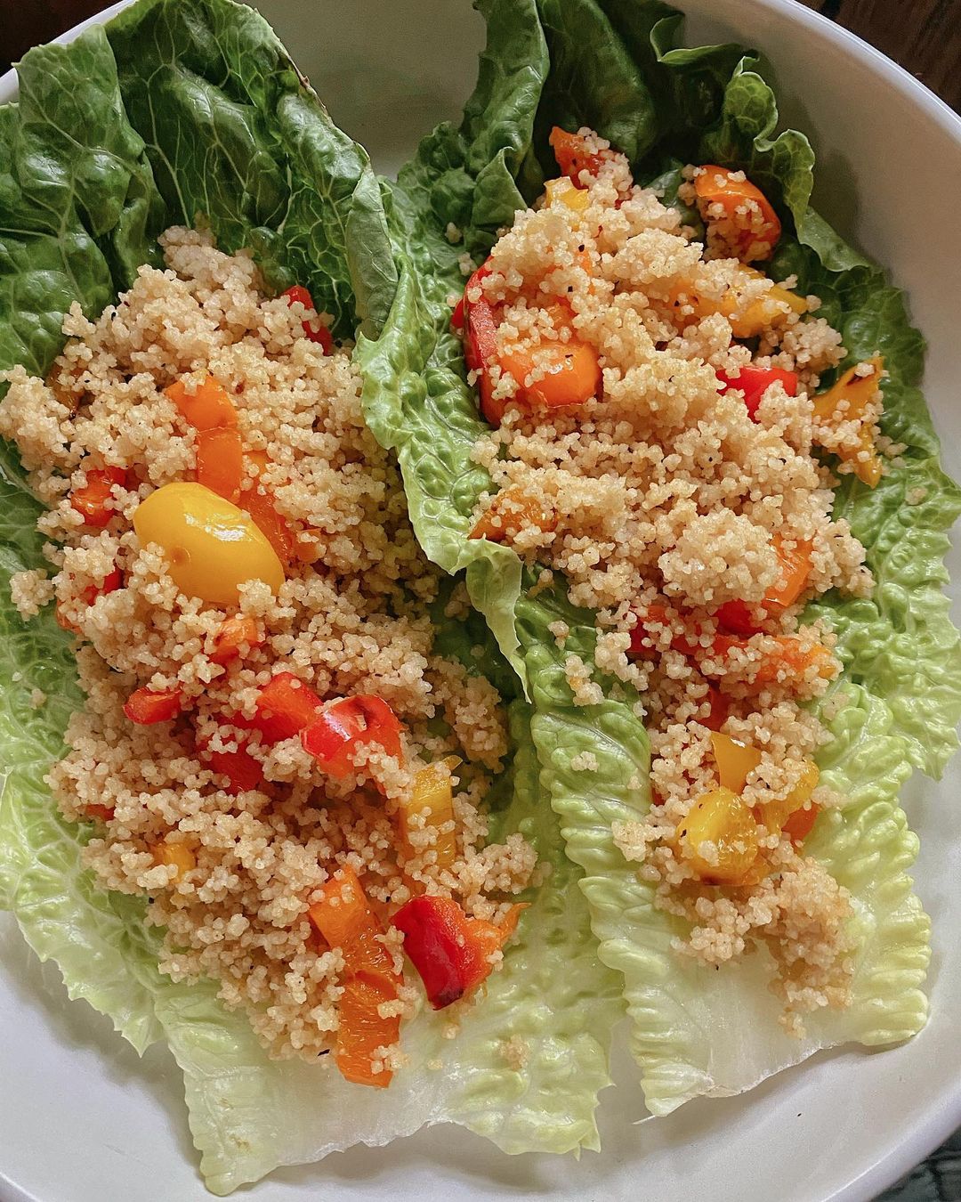 Easy Couscous Lettuce Wraps with Peppers