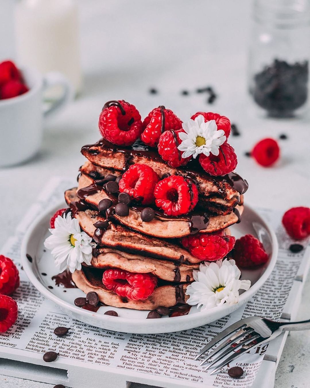 Cookies and Cream Chocolate Chip Pancakes