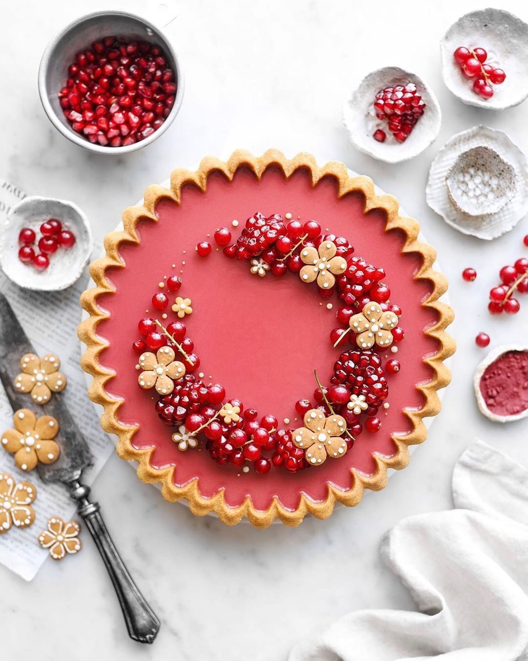 Pomegranate Hibiscus Flower Tart