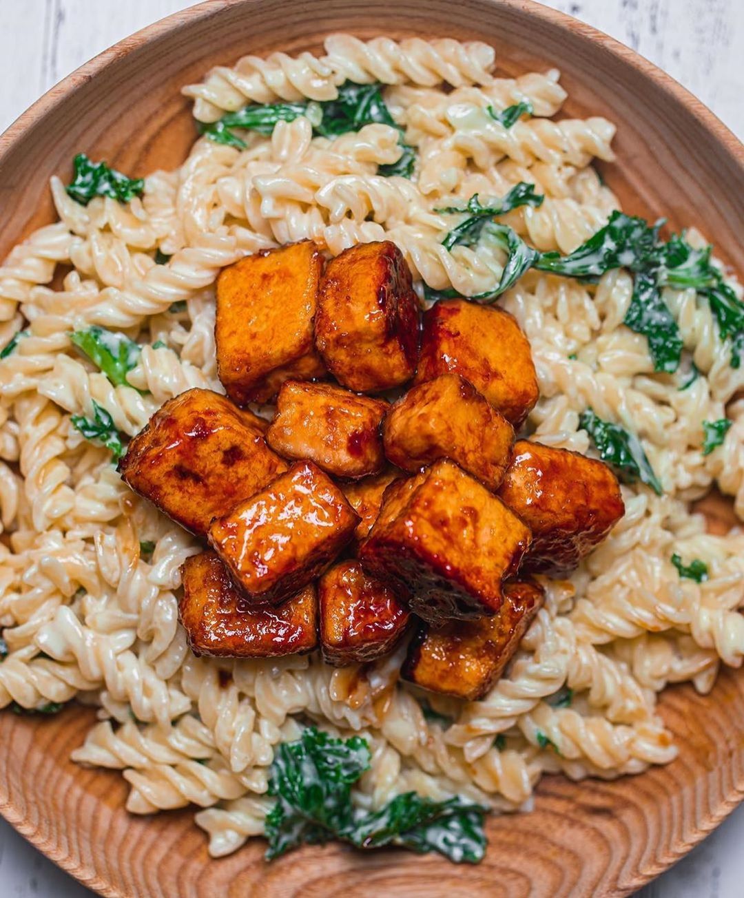 Crispy Tofu Over Pasta