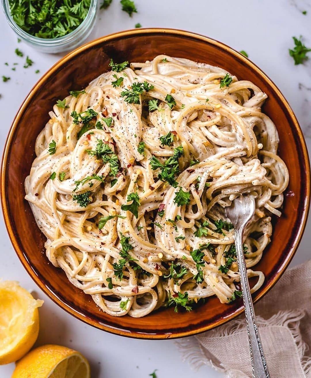Creamy Vegan Alfredo Pasta with Cashew Base