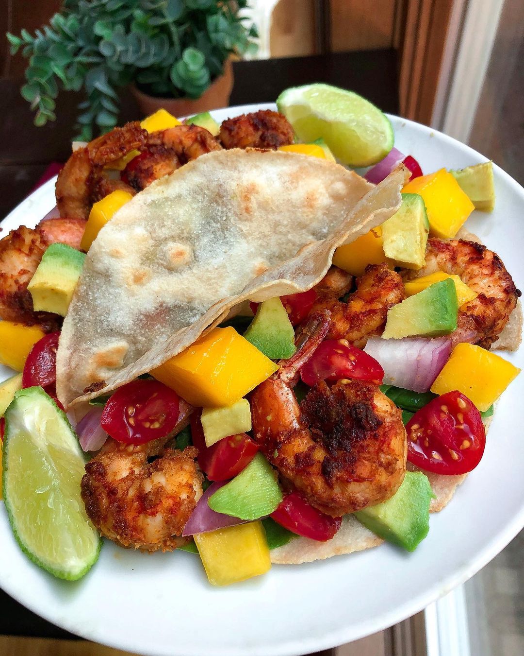 Blackened Shrimp Tacos with Mango and Avocado