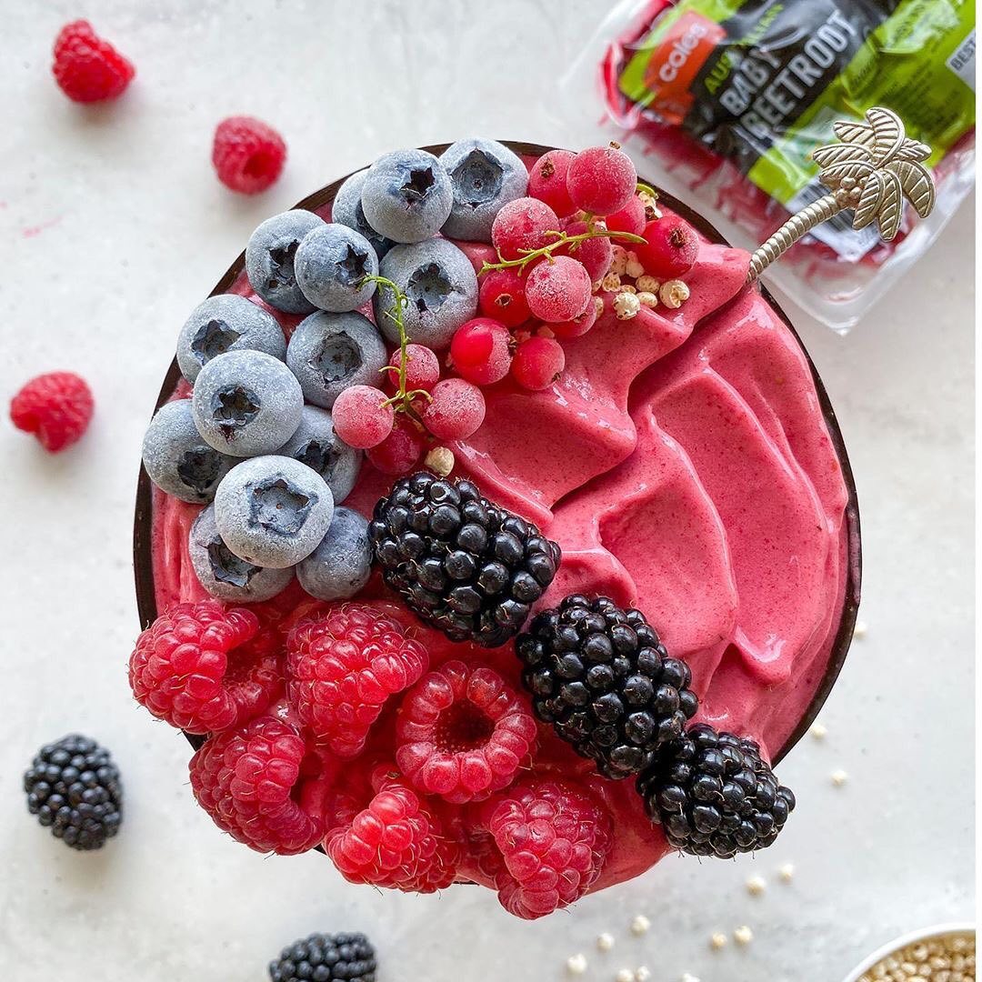 Beetroot Raspberry Banana Nicecream Bowl