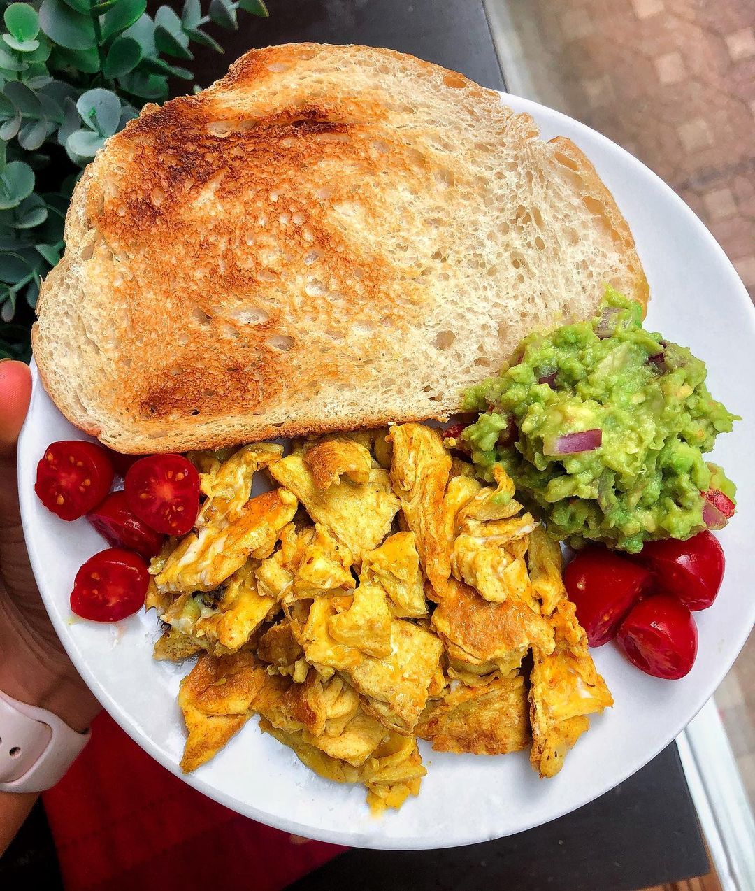 Turmeric Scrambled Eggs with Sourdough and Guacamole
