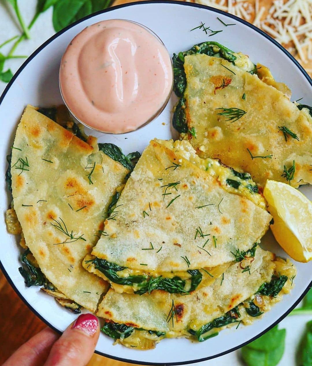 Avocado Spinach Black Bean Quesadillas