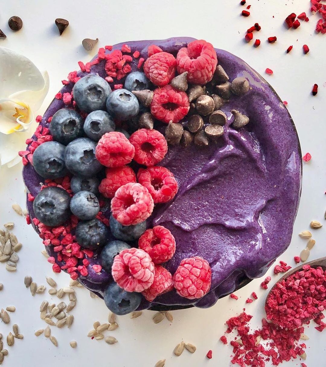 Purple Strawberry Banana Nice-Cream with Spirulina