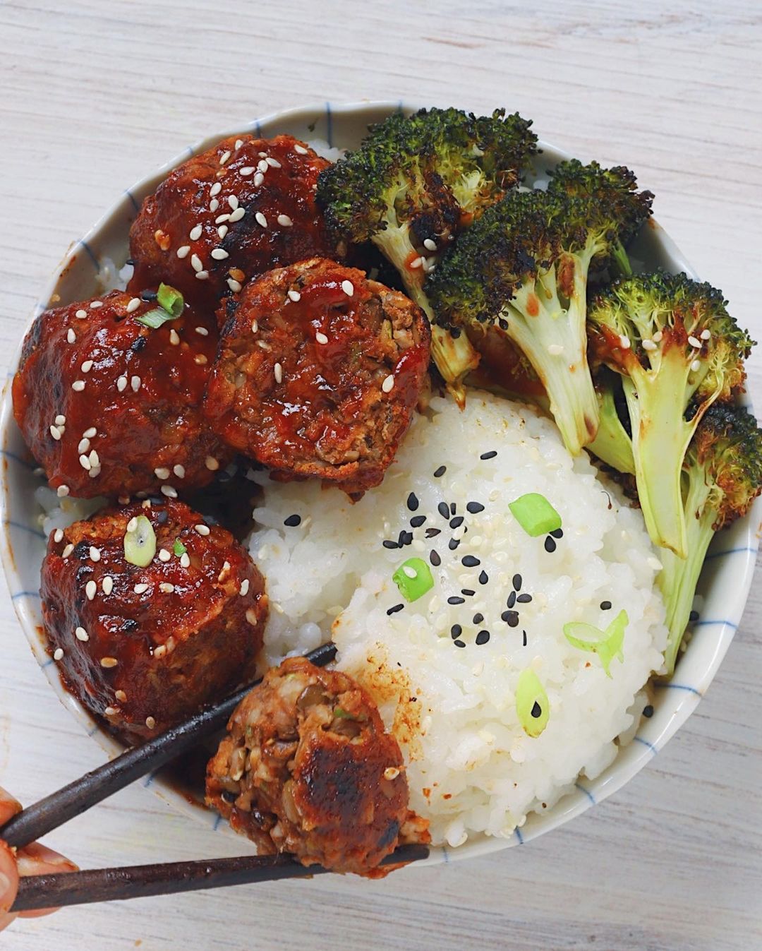 Sweet and Sour Lentil Meatballs with Charred Broccoli