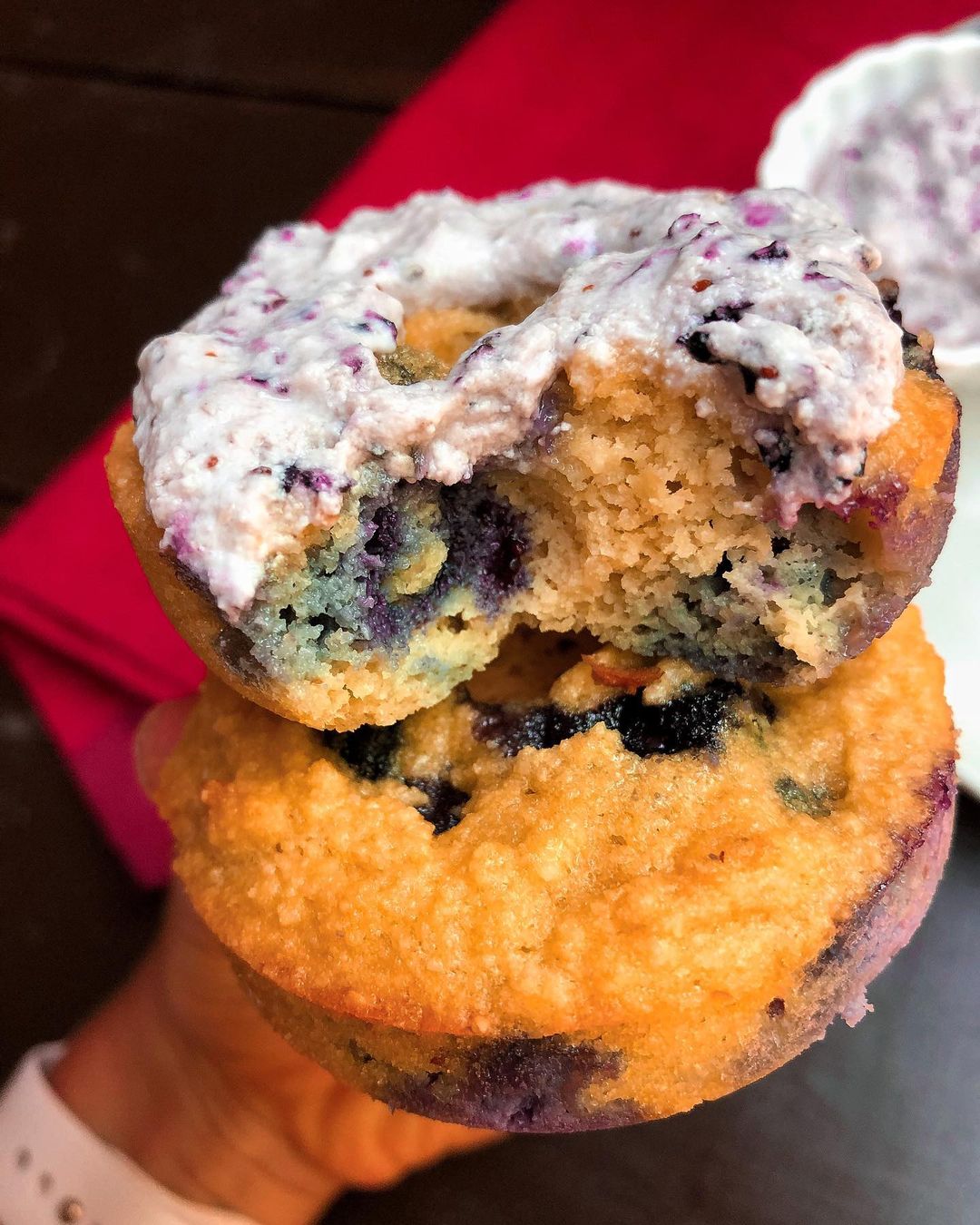 Homemade Blueberry Donuts with Yogurt Icing