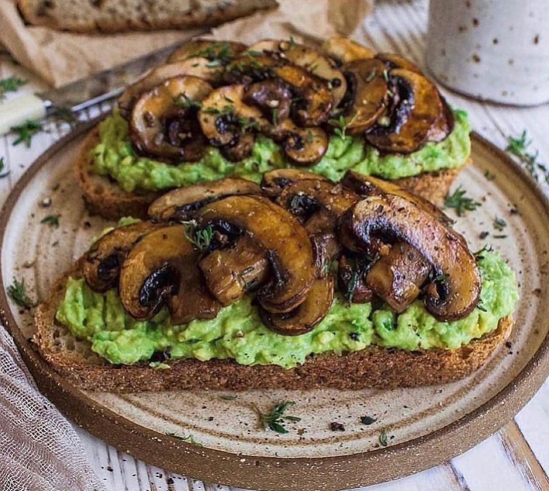 Healthy Mushroom Avocado Toast Breakfast