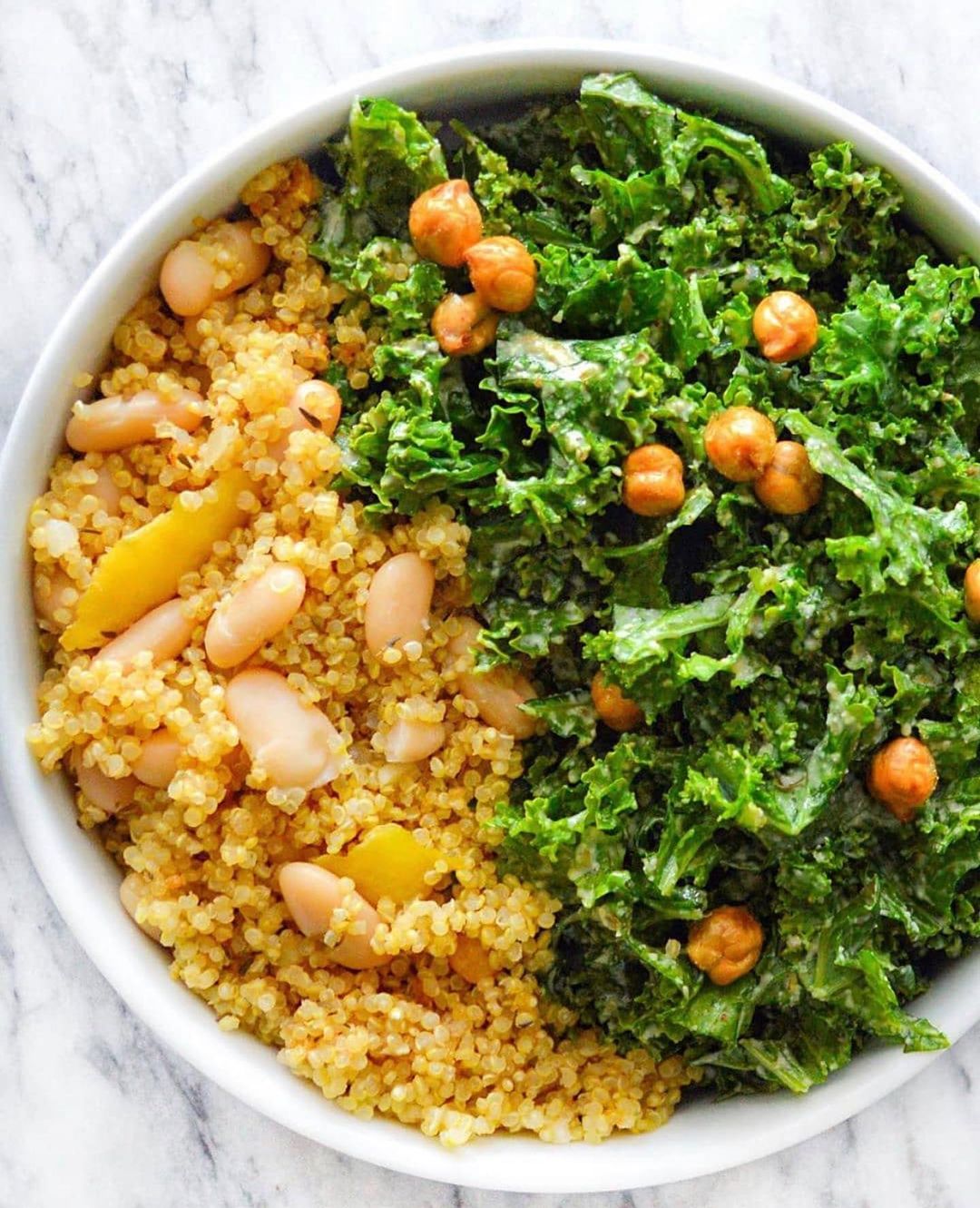 Lemon Thyme Quinoa and Kale Caesar Salad