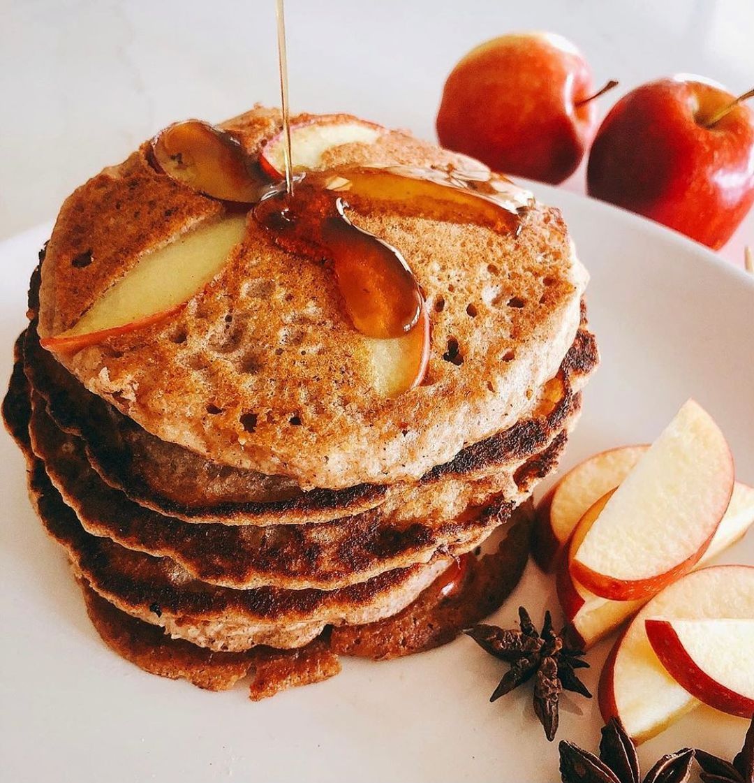 Homemade Apple Spice Pancakes with Almond Milk