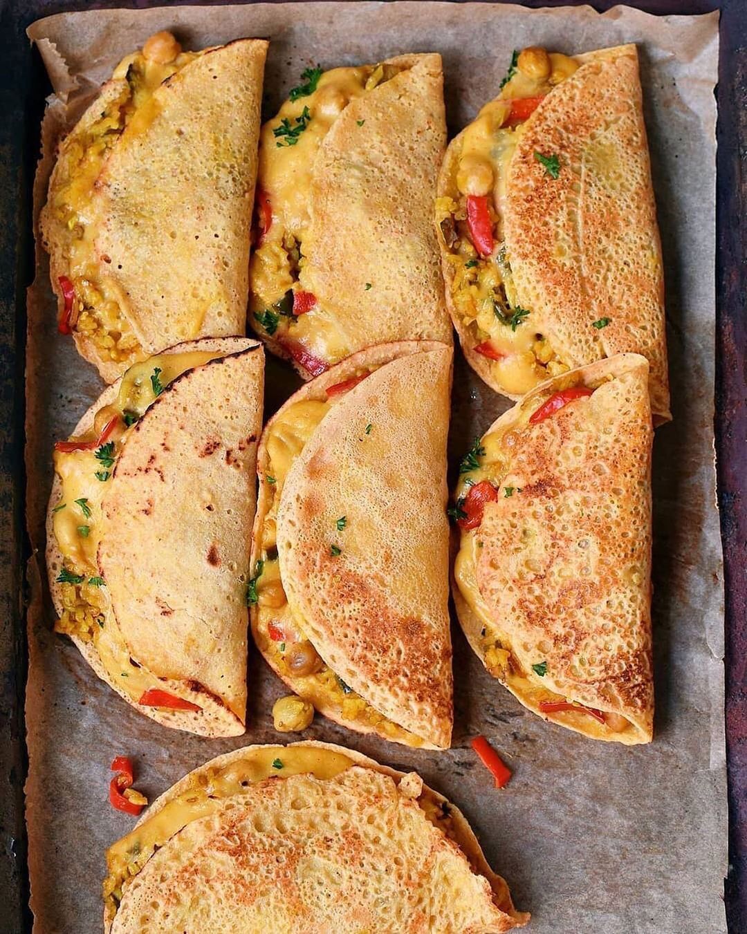 Vegan Quesadillas with Vegetable Filling and Cheese