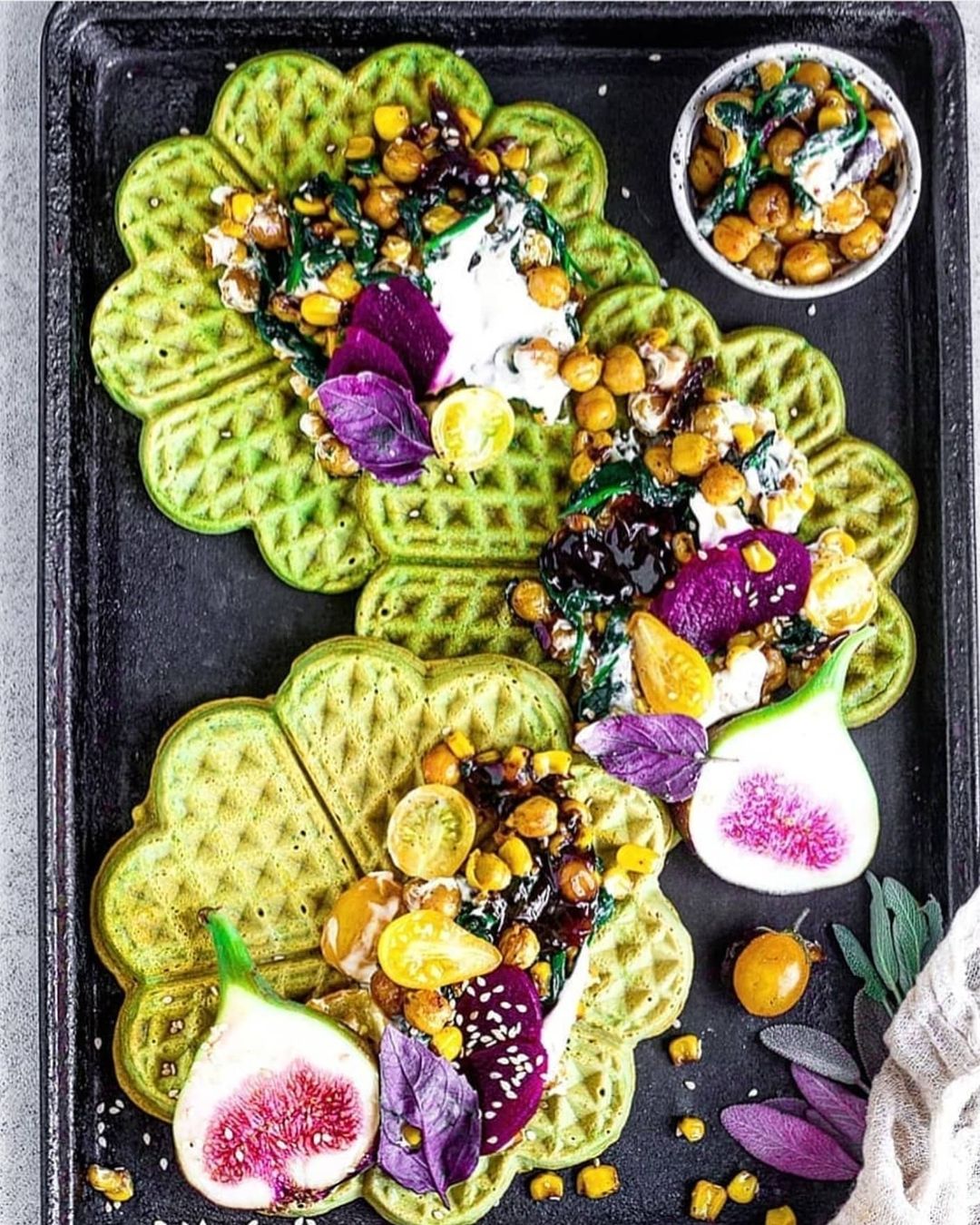 Savory Spinach Waffles with Spices and Greens