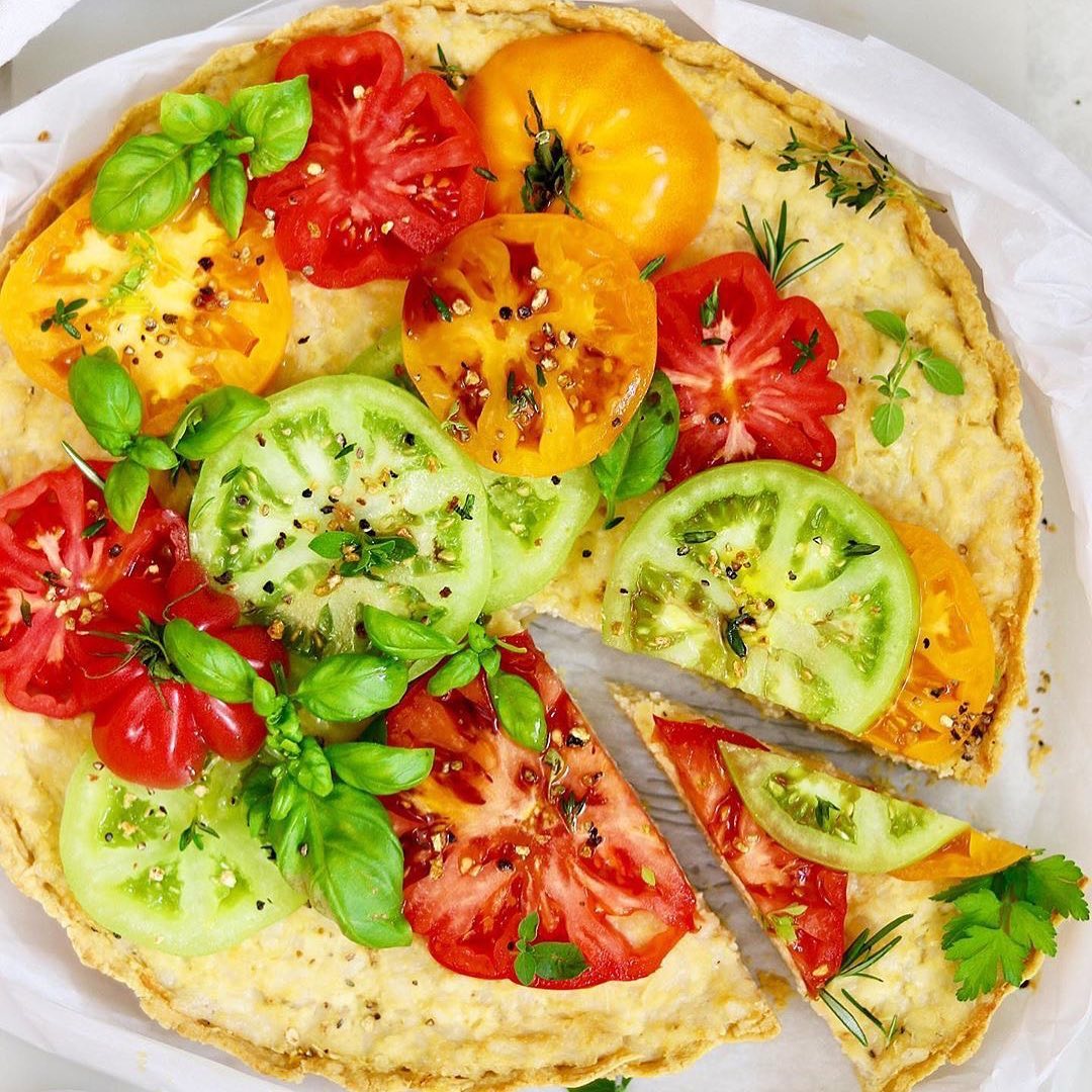 Vegan Cheese Tart with Tomato Salad