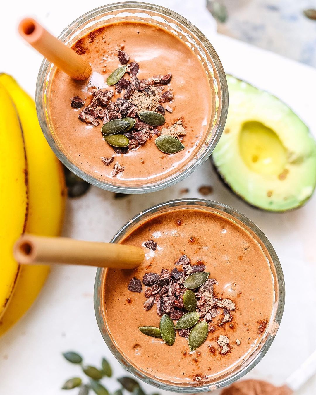 Silky Smooth Cacao and Avocado Smoothies