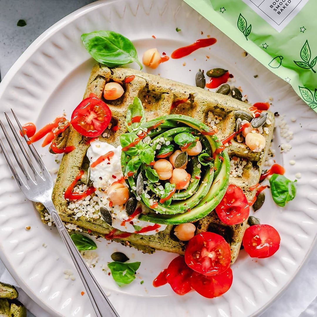 Savory Spelt Matcha Waffles
