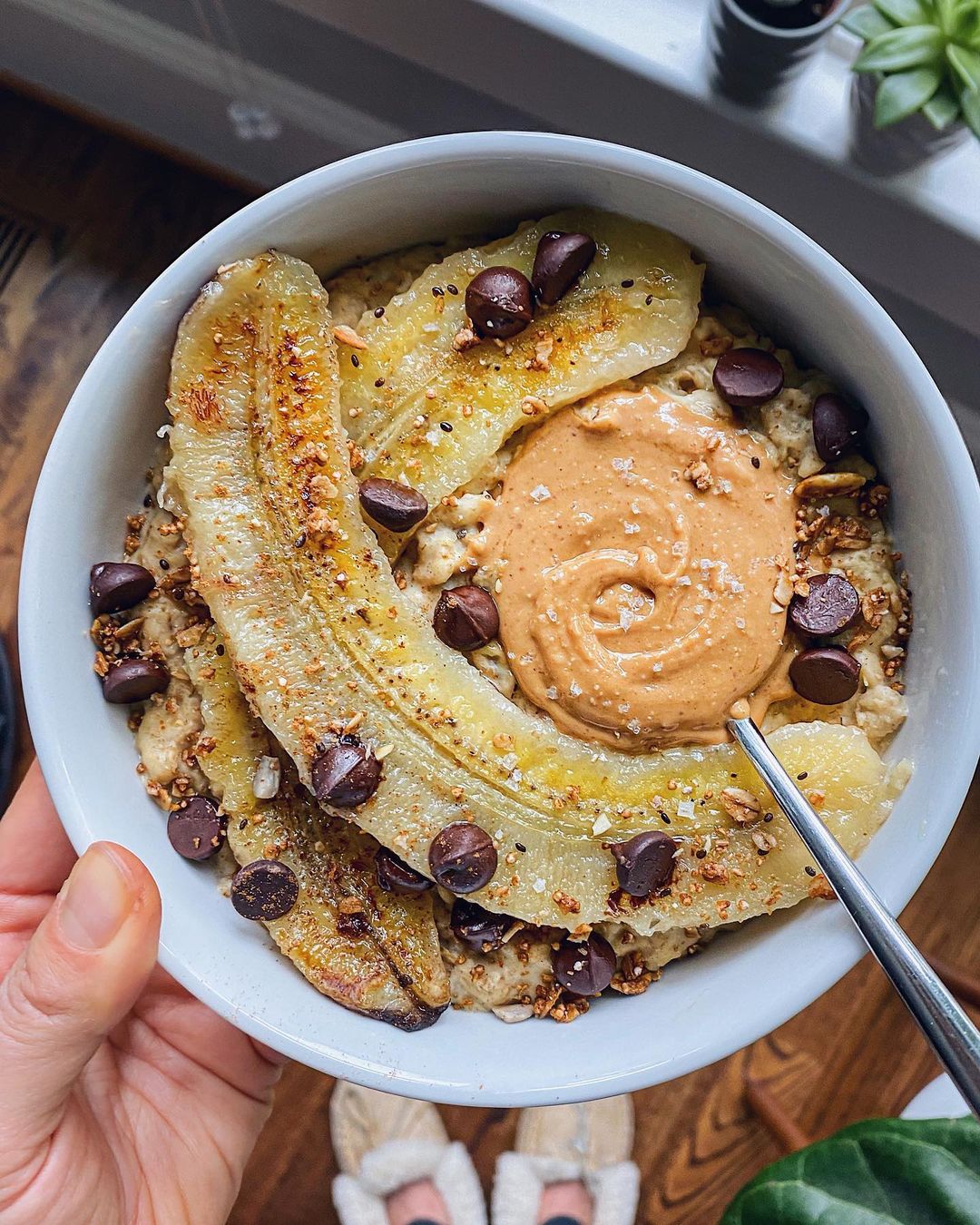 Caramelized Banana Peanut Butter Oatmeal Bowl
