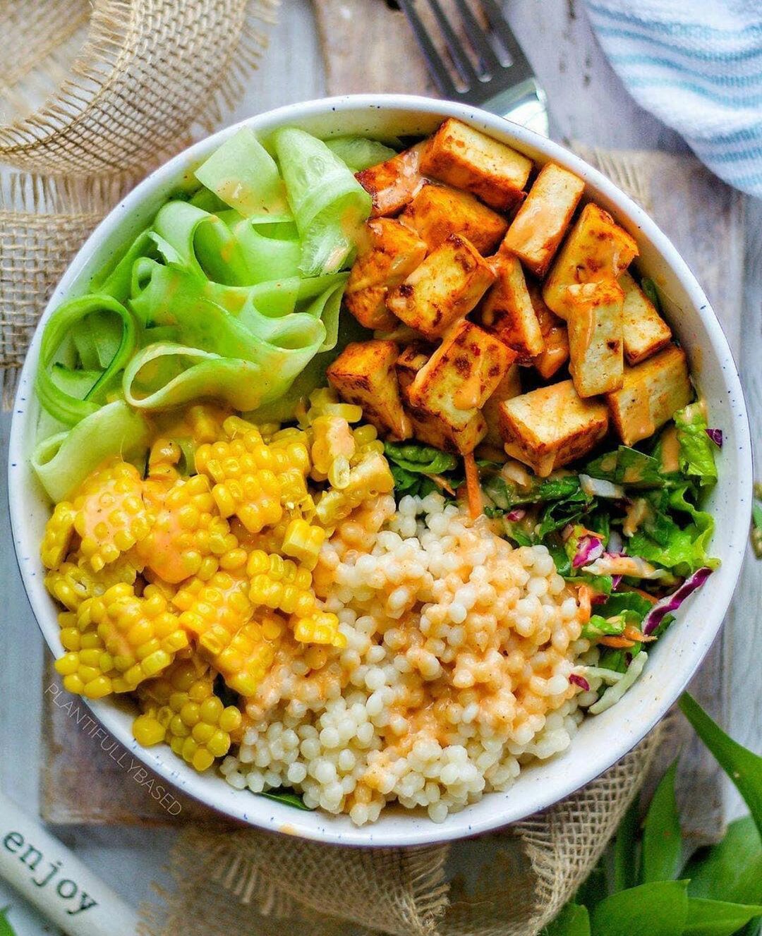 Vegan Loaded Bowl with Buffalo Ranch Dressing