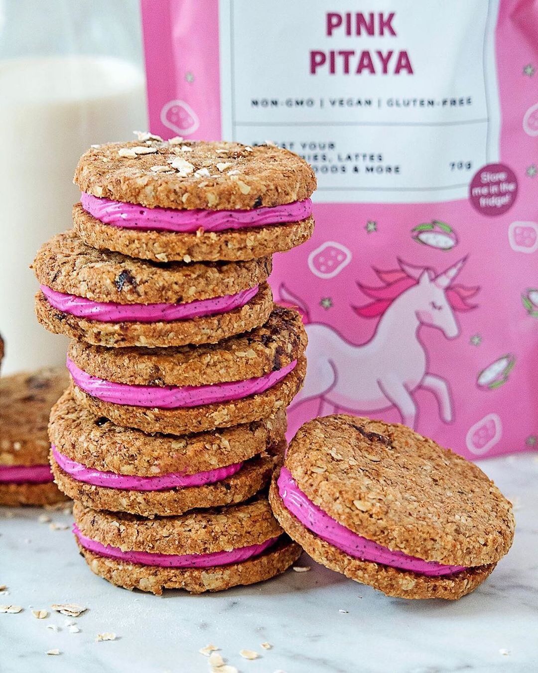 Vegan Pink Pitaya Cream Cheese Oat Biscuits