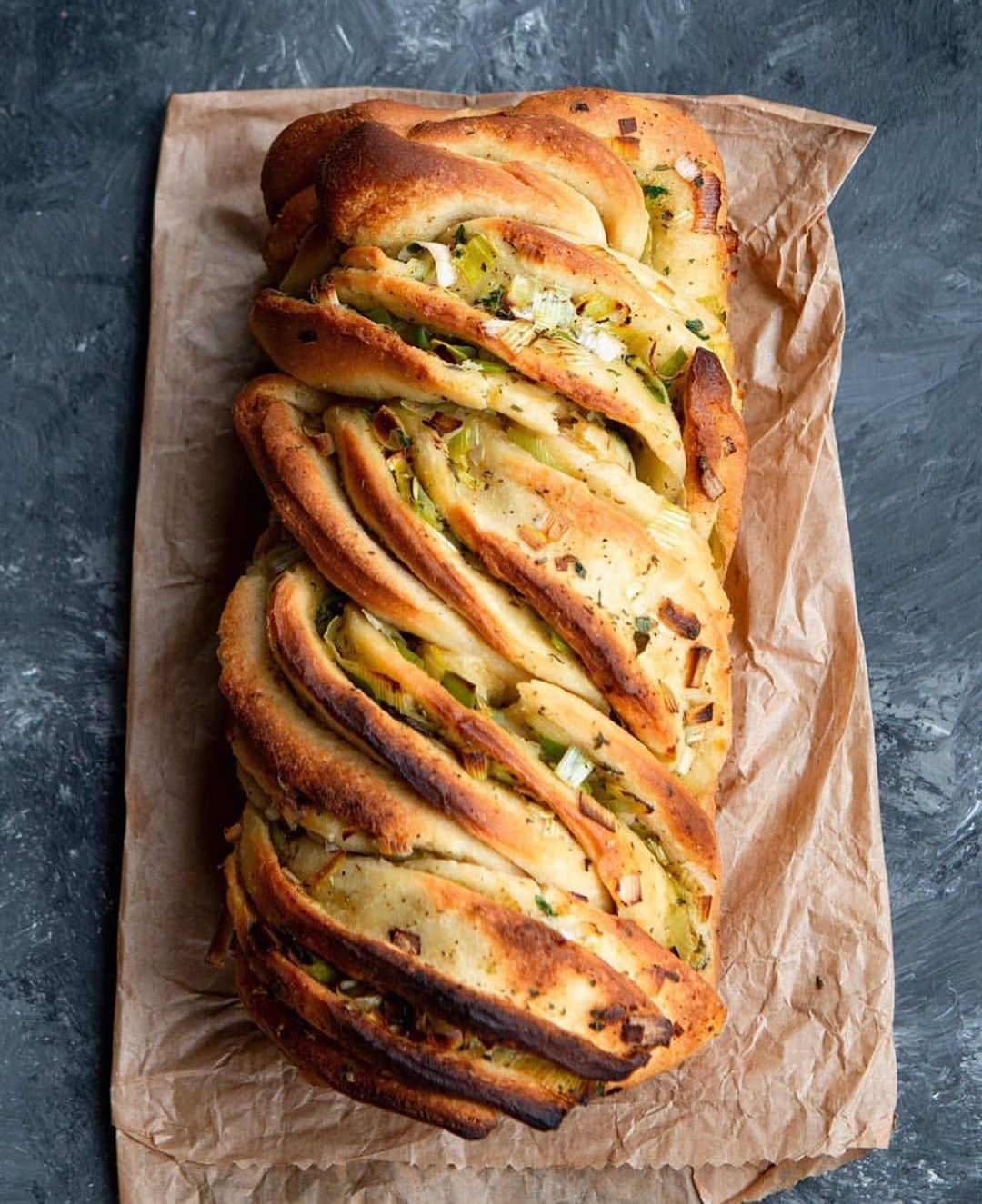 Garlic and Leek Twist Bread