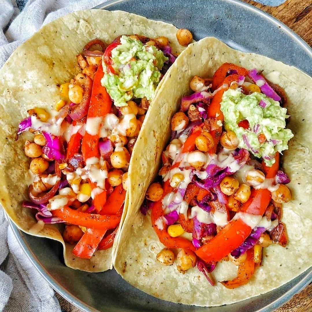 Chickpea Veggie Fajita Taco Wraps