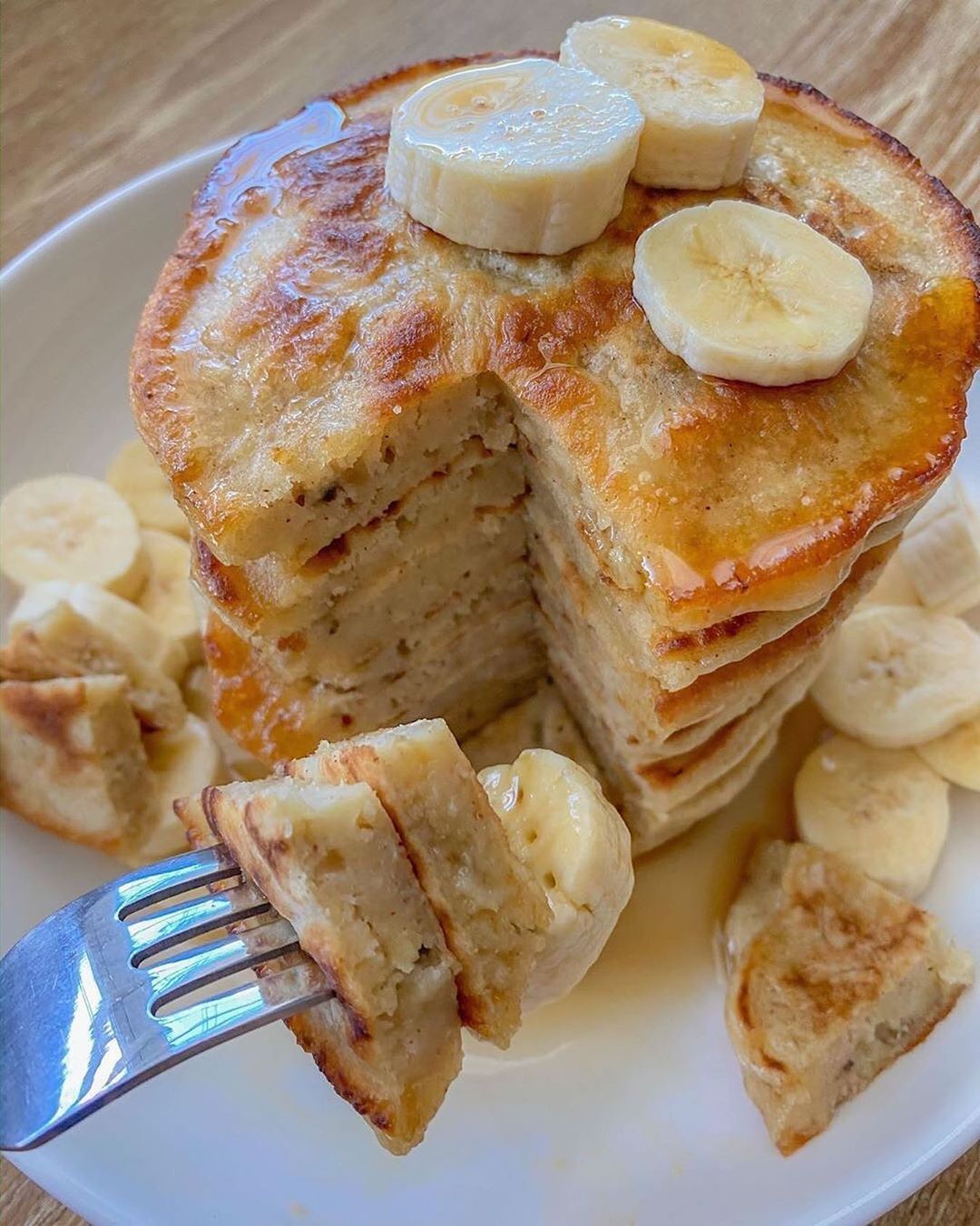 Golden Fluffy Vegan Banana Pancakes