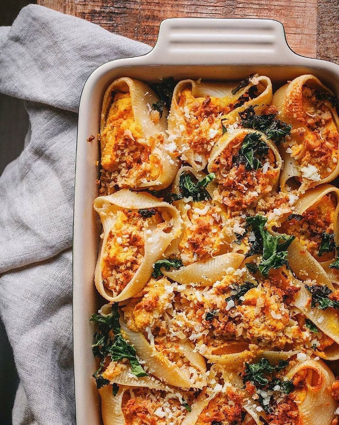 Pasta Shells Stuffed with Butternut 'Ricotta' & Thyme Sausage Mince