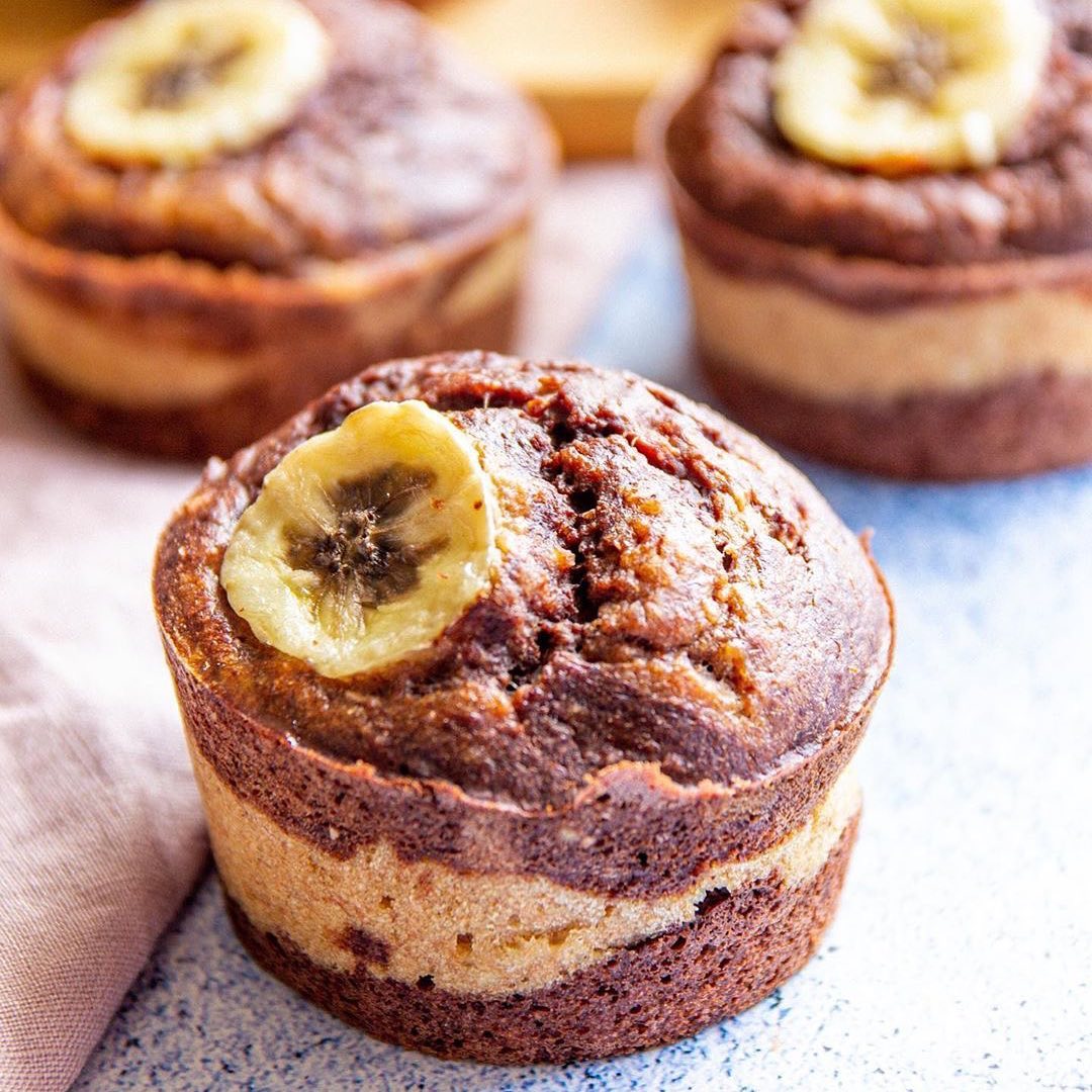 Vegan Marbled Banana Muffins