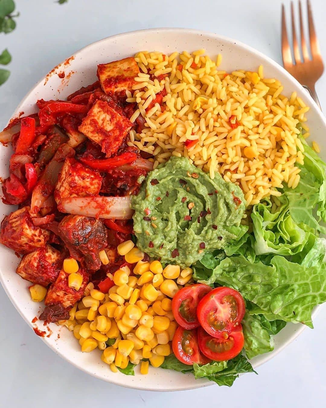 Vegan Baked Tofu Fajita Bowl