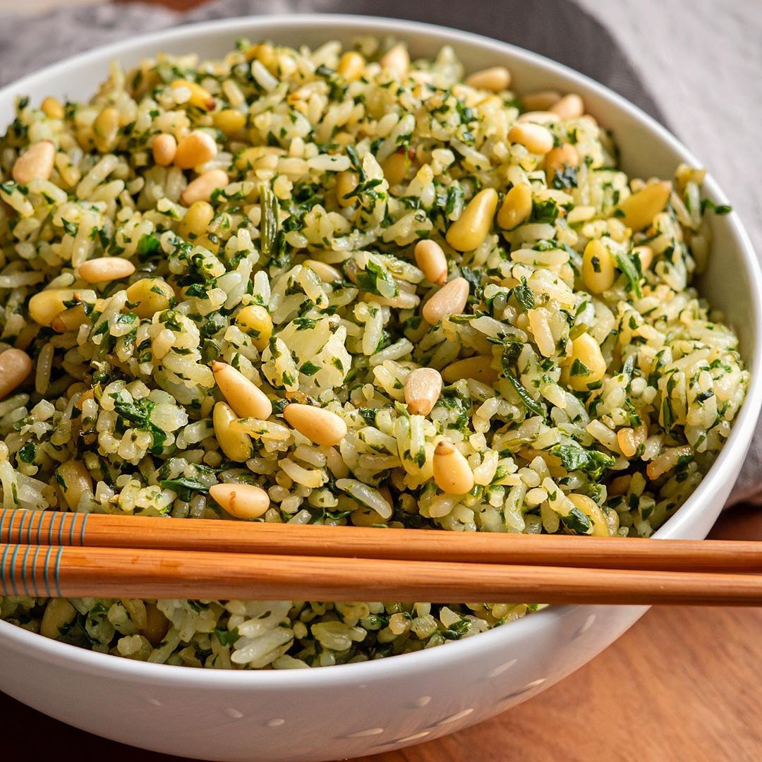 Spinach and Pine Nut Fried Rice