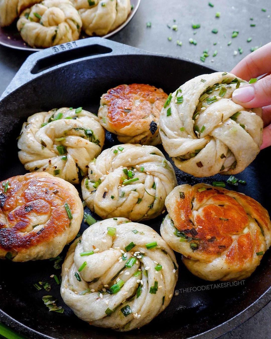 Pan-Fried Scallion and Sesame Buns