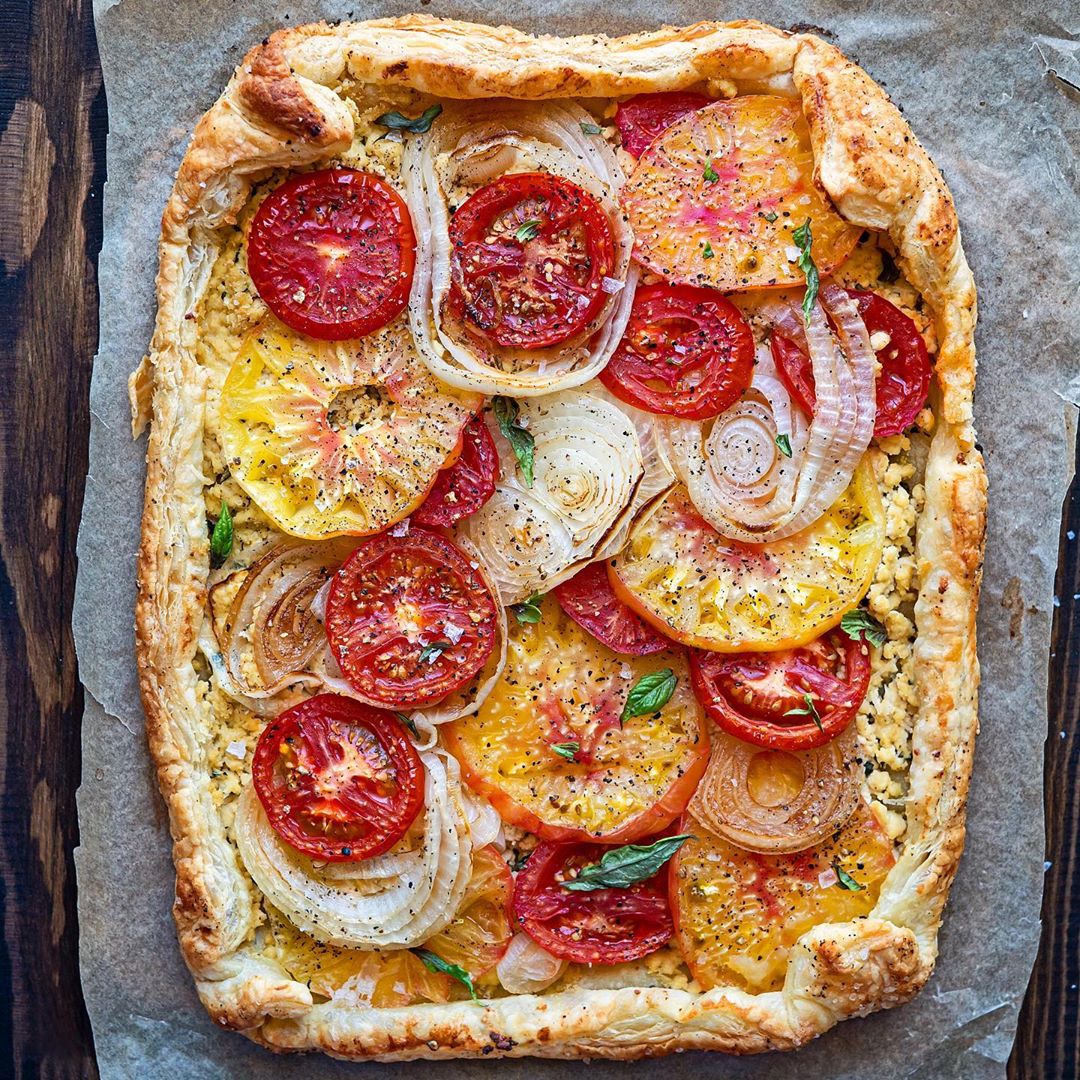 Tomato Onion Tart with Basil Ricotta