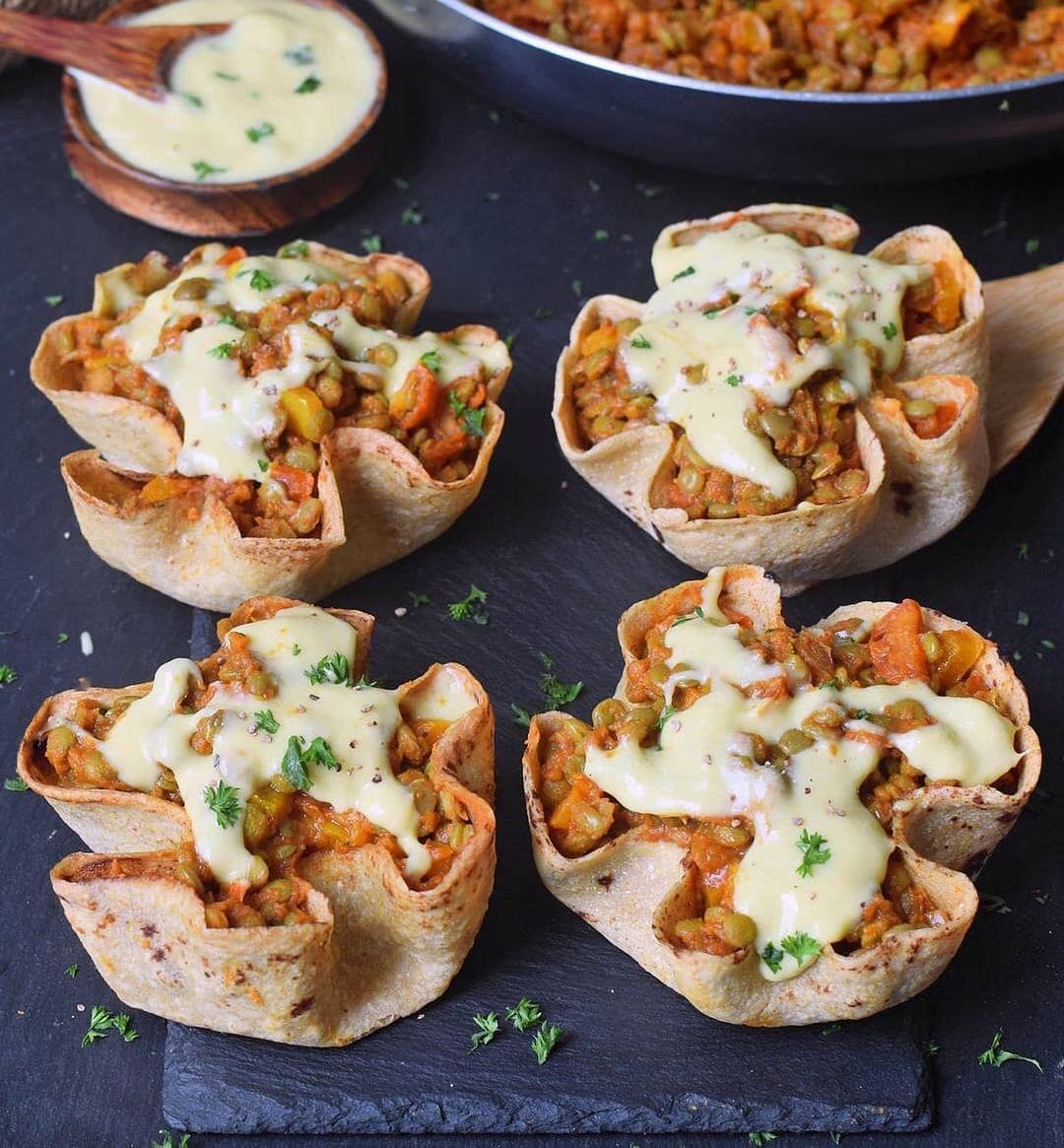 Vegan Lentil and Veggie Taco Cups