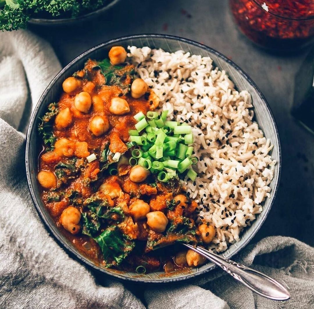 Chickpea Kale Curry with Brown Basmati Rice