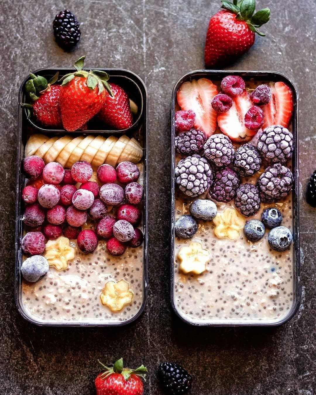 Berrylicious Breakfast Bento with Coffee Chia Oats