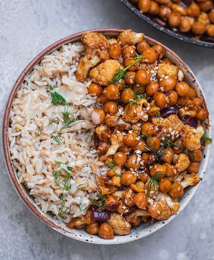 Sweet and Sour Sesame Cauliflower Chickpeas