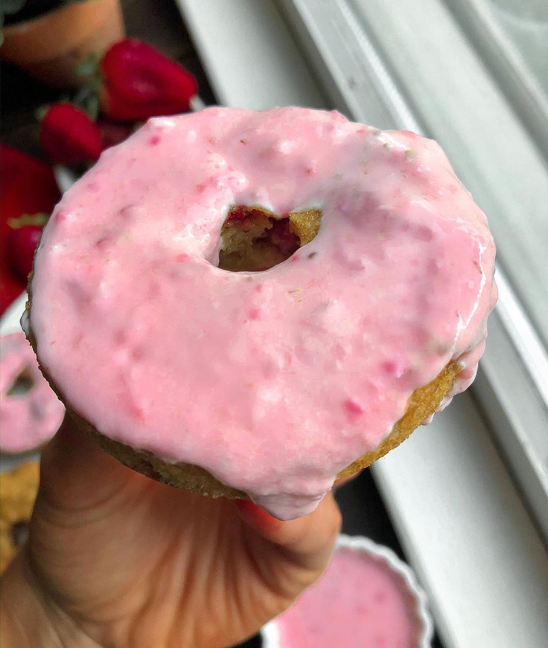 Baked Strawberry Donuts with Easy Icing