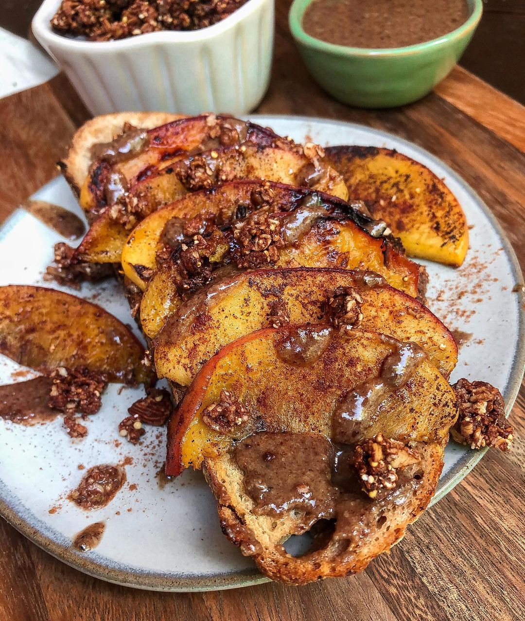 Sautéed Peaches on Toast with Granola