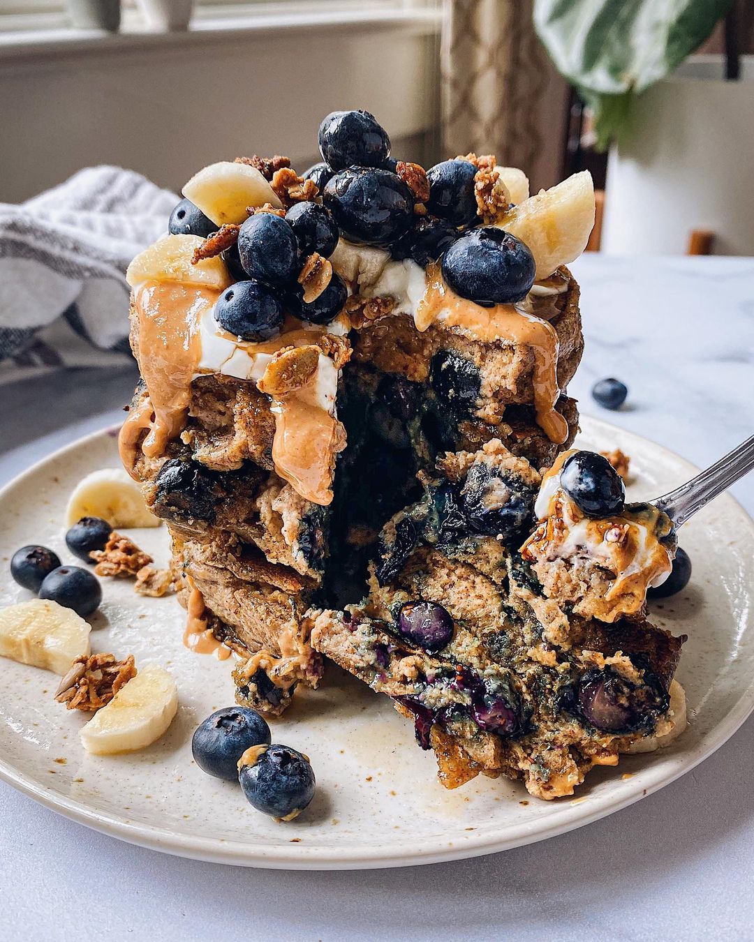 Blueberry Oatmeal Blender Pancakes