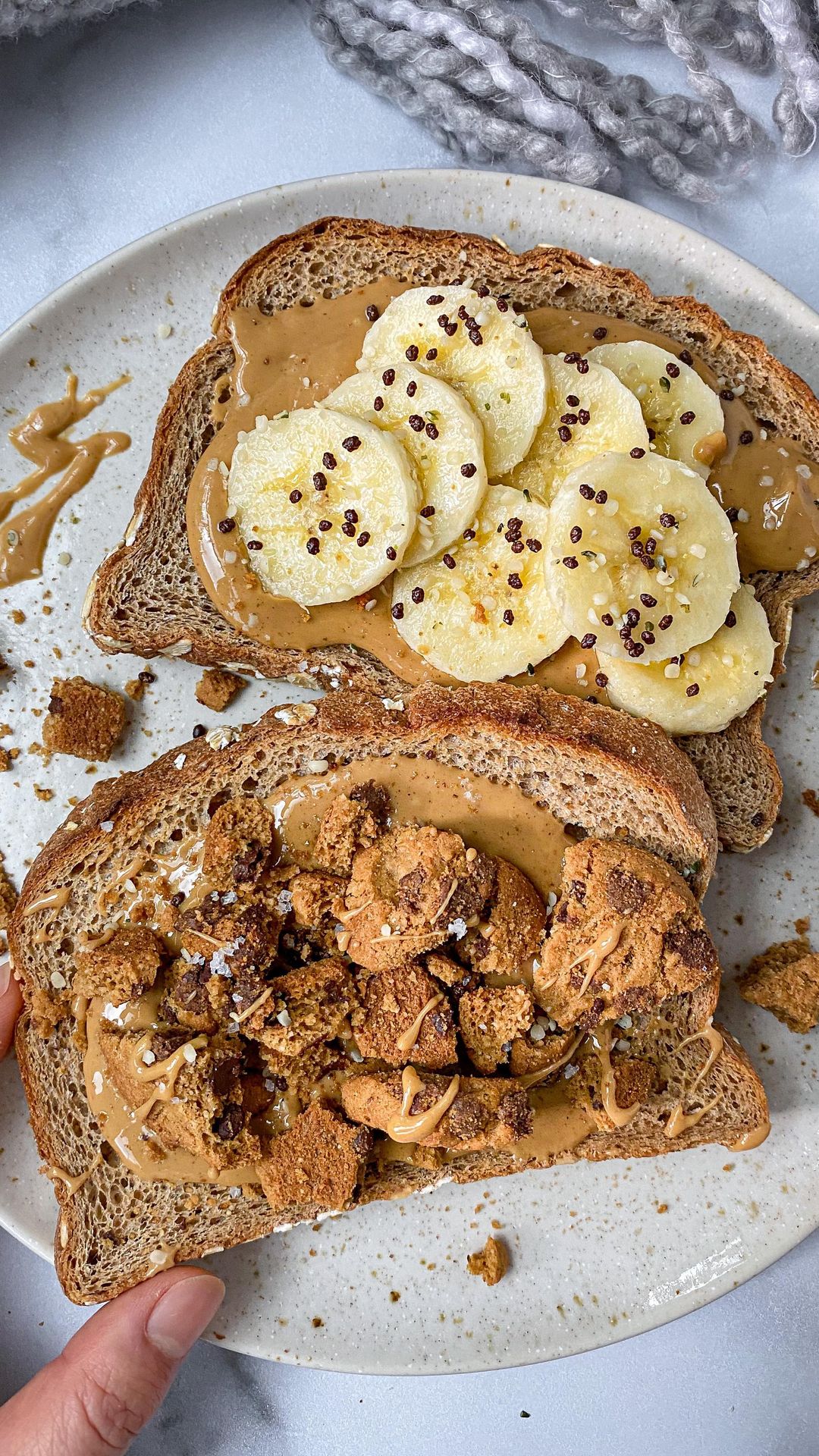 Peanut Butter Banana Toast with Chocolate Chips