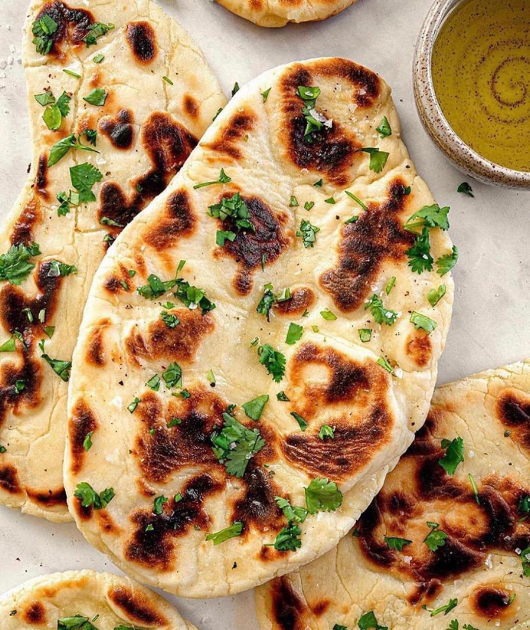 Vegan Naan Bread with Garlic and Coriander