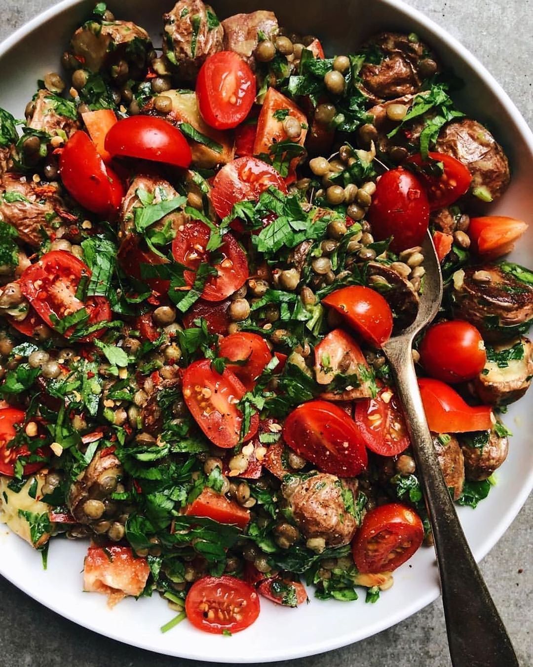 French Lentil and Roasted Potato Salad