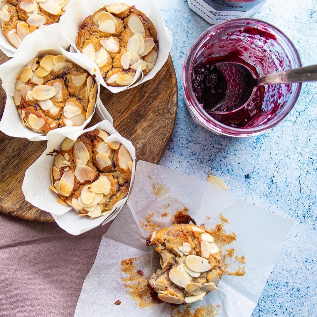 Vegan Blackcurrant Jam Financiers Muffins
