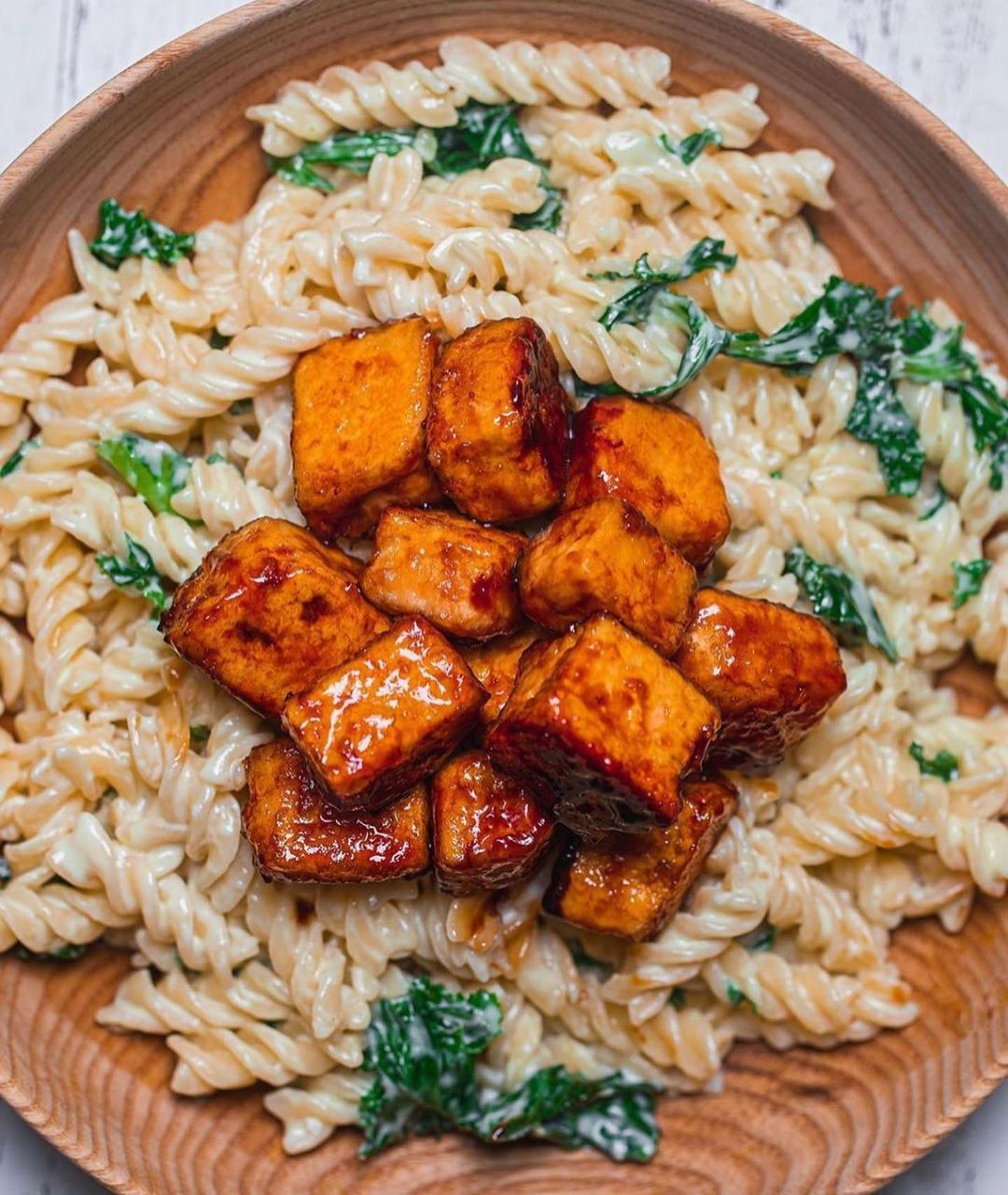 Crispy Tofu Over Pasta