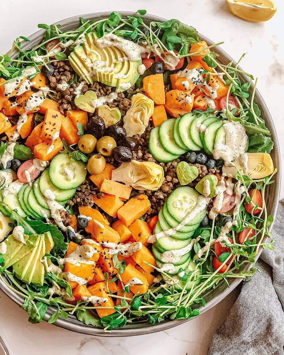 Baby Kale Salad with Avocado Cilantro Dressing