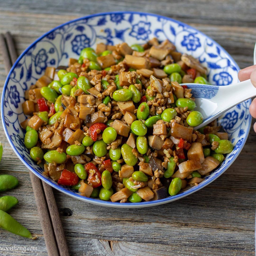Edamame and King Oyster Mushrooms Stir-Fry