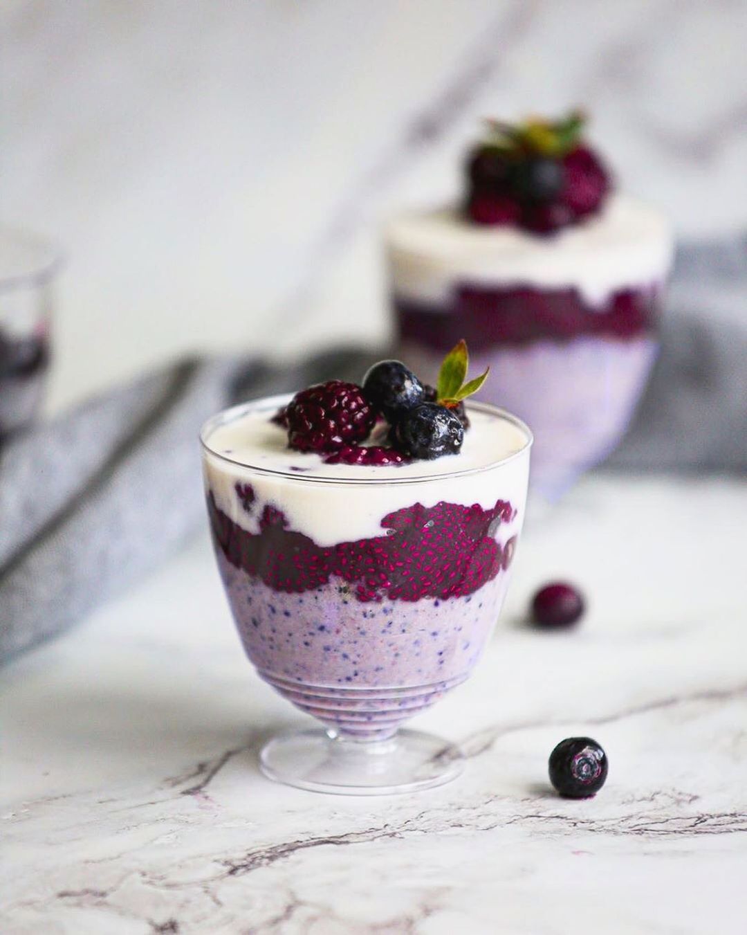 Vegan Blueberry Parfait with Tofu Base and Compote