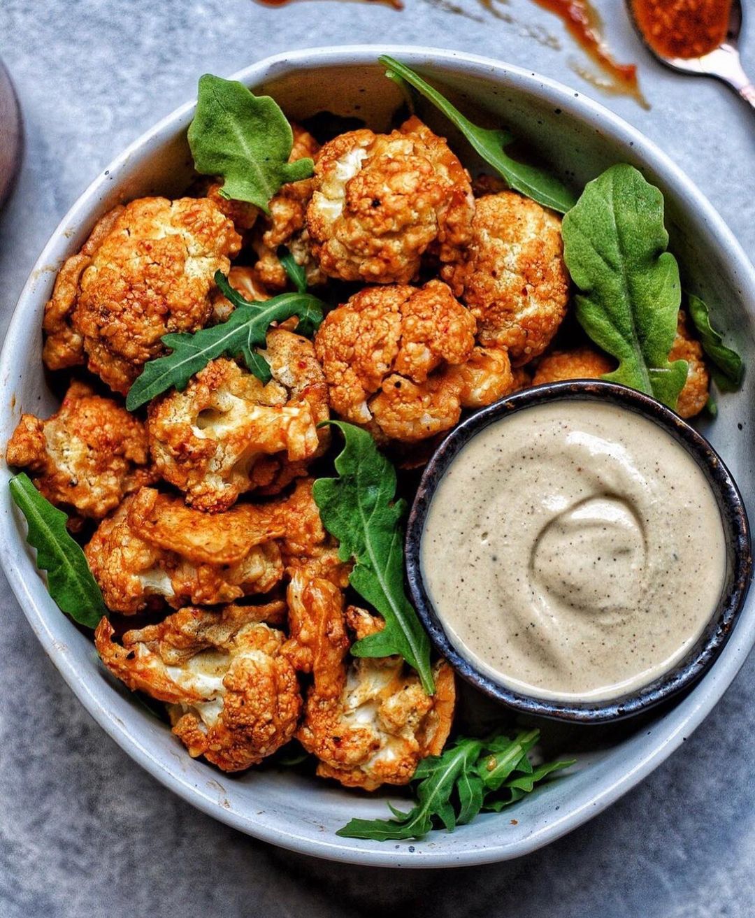 Crispy Vegan Cauliflower Wings with Spicy Sauces