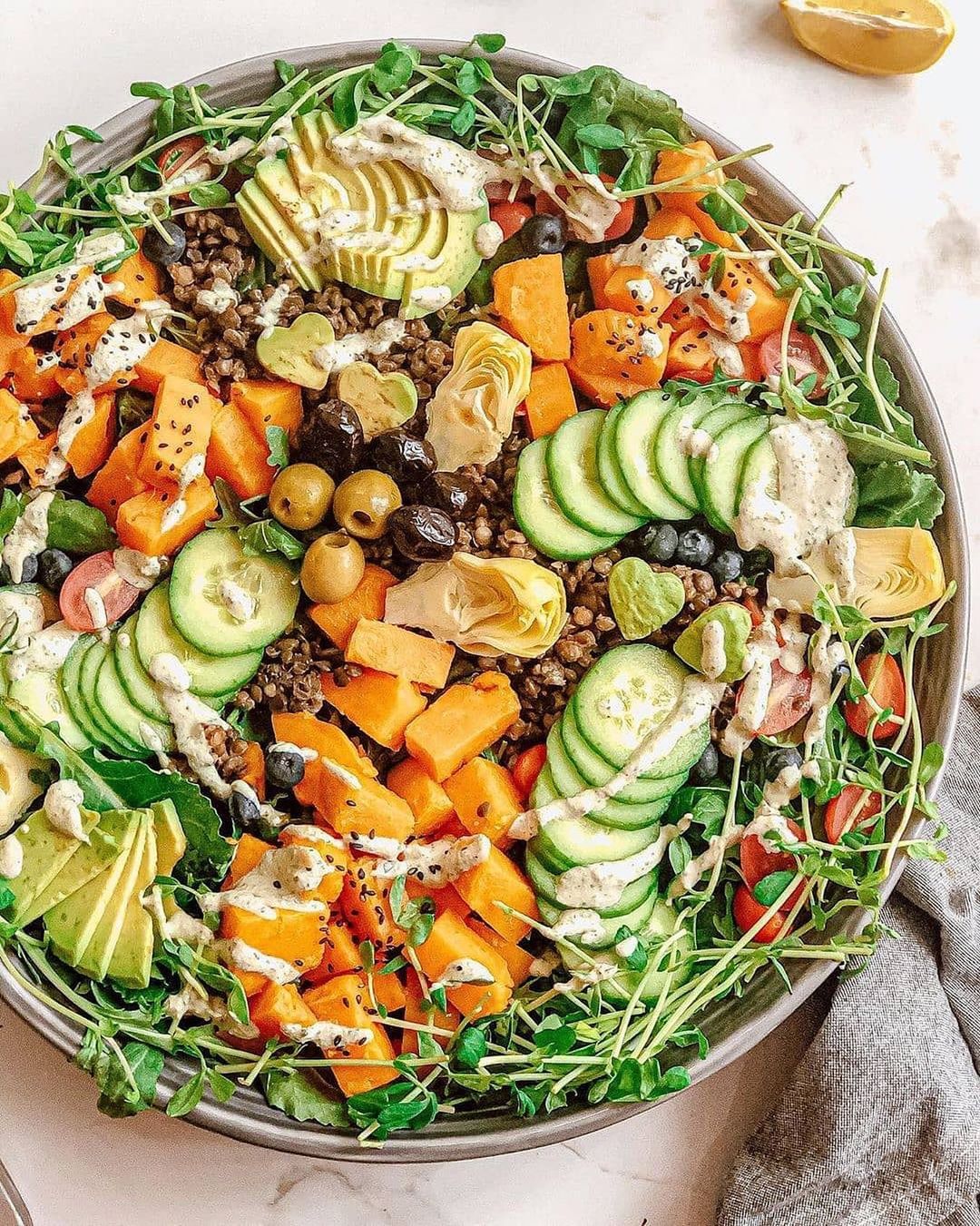 Baby Kale Salad with Avocado Cilantro Dressing